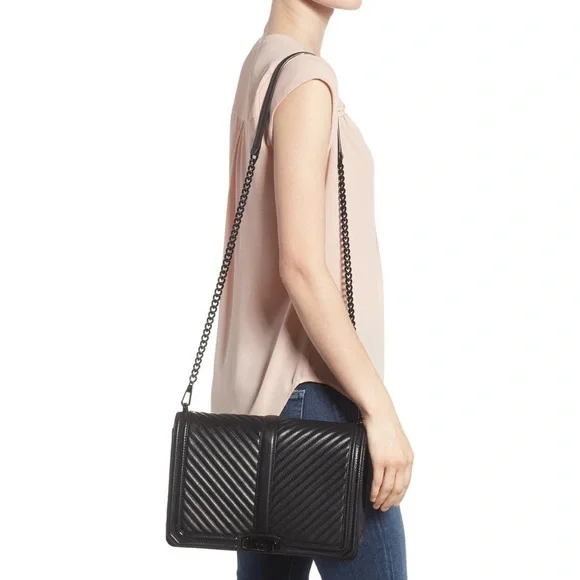 Rebecca Minkoff Chevron Quilted Jumbo Love Crossbody – Black “NWT - minor wear” - Picture 2 of 15